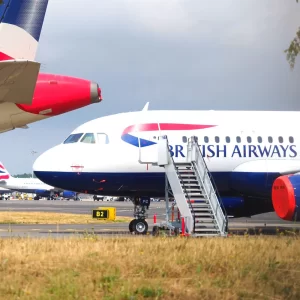 Image of a British Airways plane parked on a runway